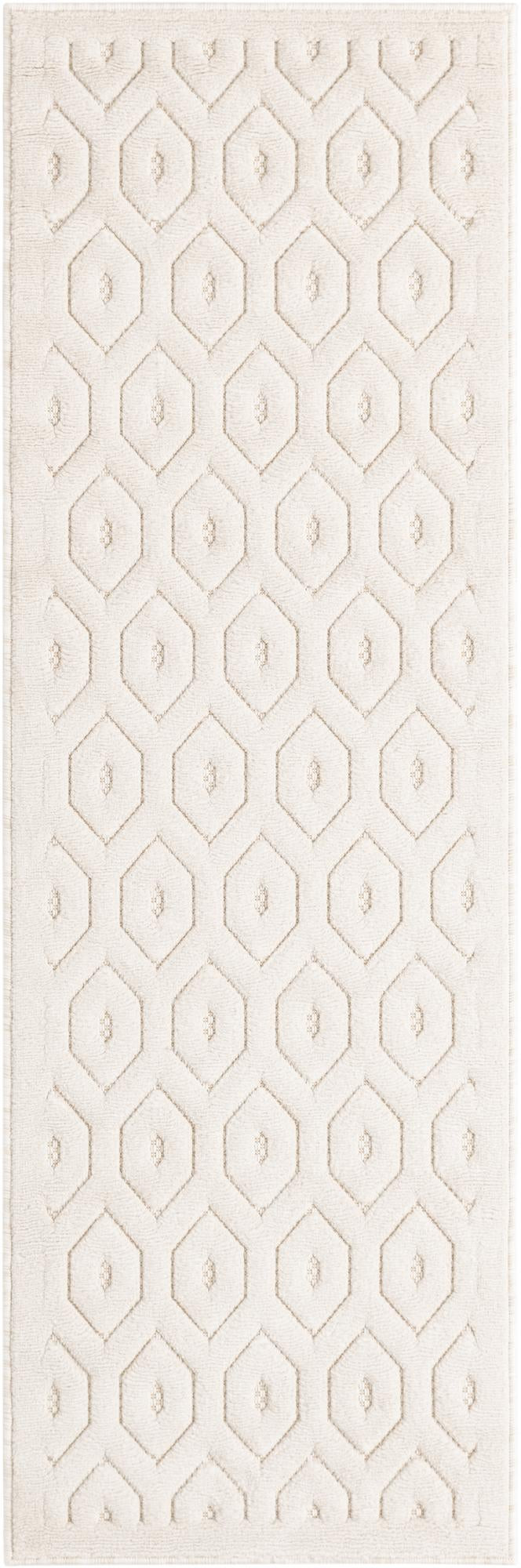 2' x 6' Roanoke · Geometric lattice Outdoor Rug, ivory
