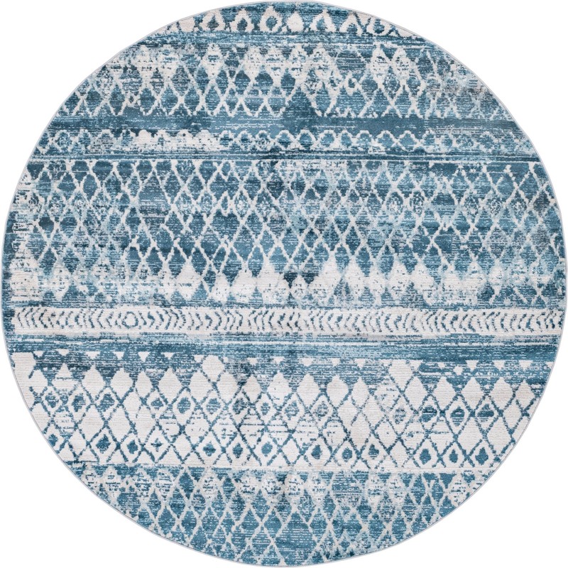 7' x 7' Collier · Diamond rug, blue