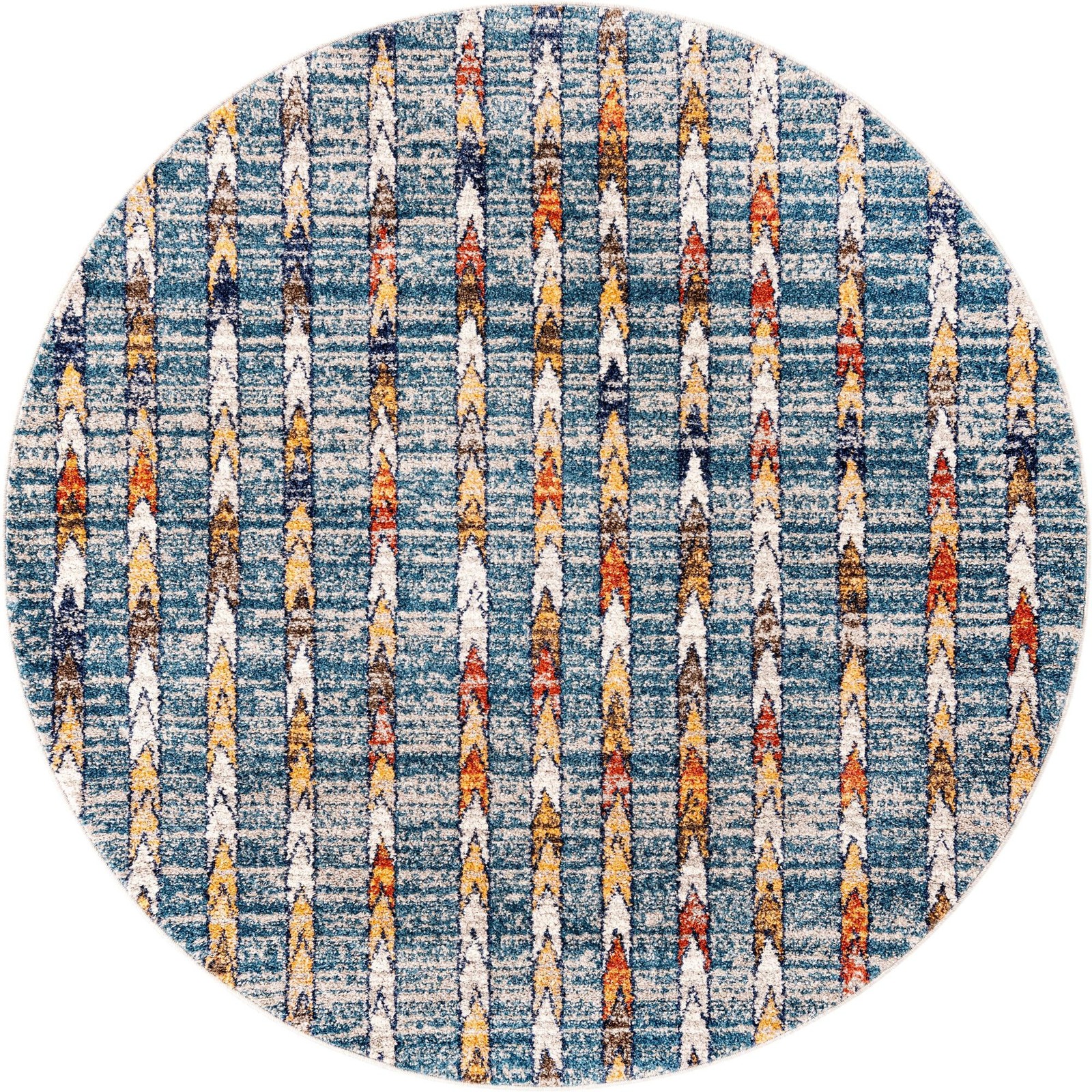 5' 3 x 5' 3 Fontaine · Ikat stripe rug, blue and rust