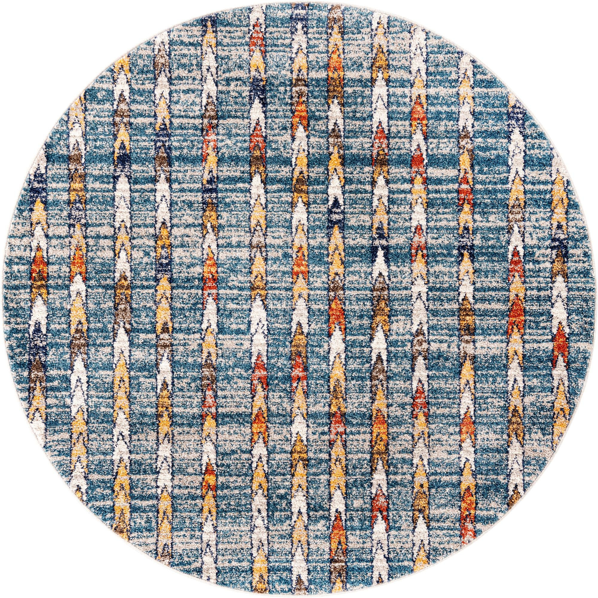 5' 3 x 5' 3 Fontaine · Ikat stripe rug, blue and rust