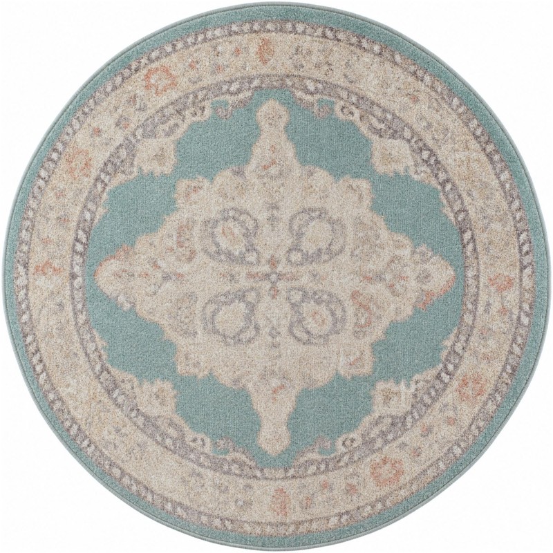 4' x 4' Selby · Border rug, aqua