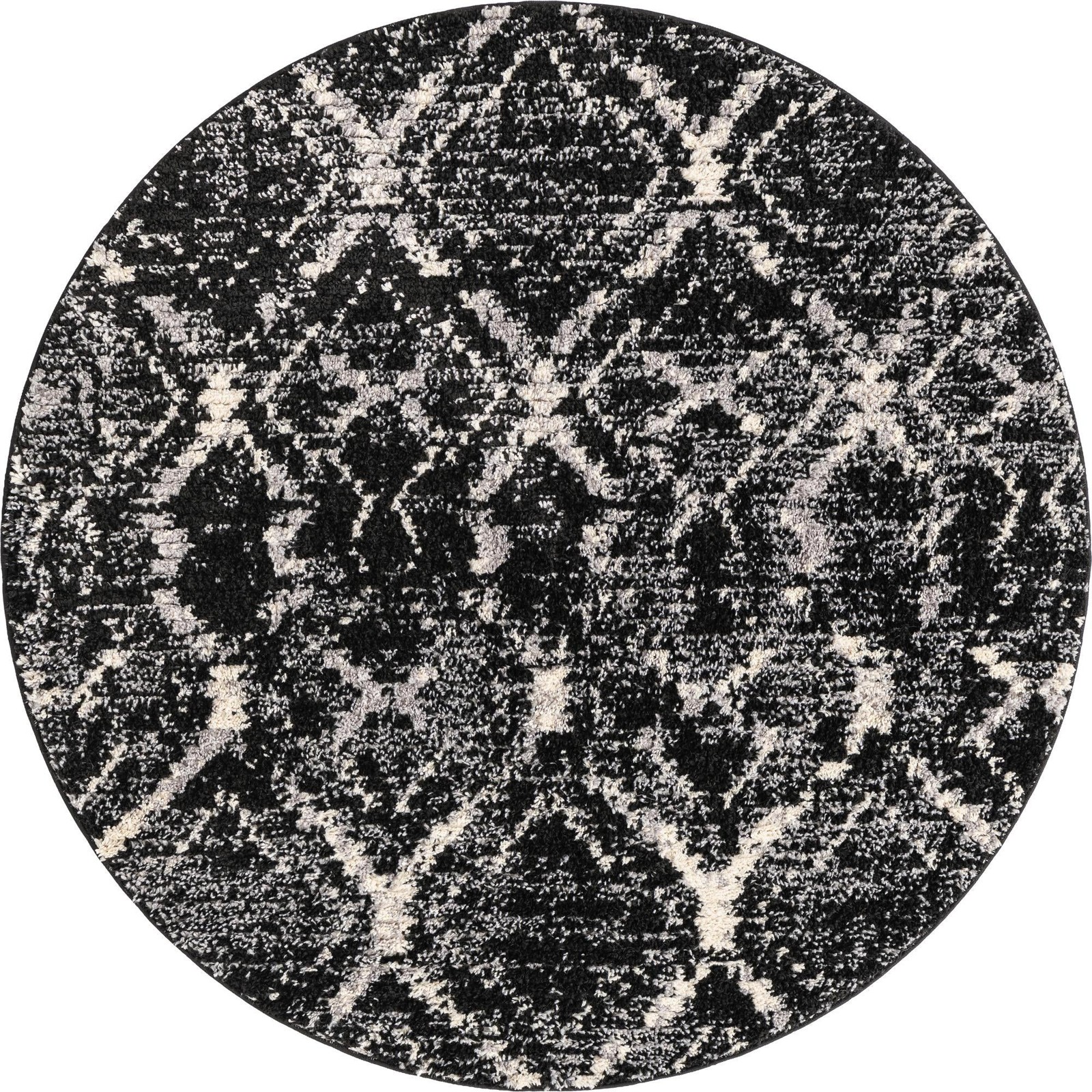 5' x 5' Tilden · Lattice rug, black and ivory