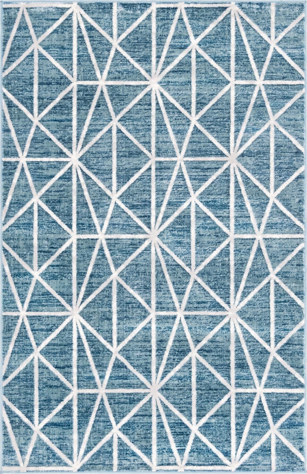 5' x 8' Gilman · Geometric rug, blue and ivory