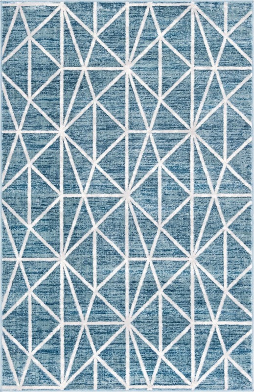 5' x 8' Gilman · Geometric rug, blue and ivory