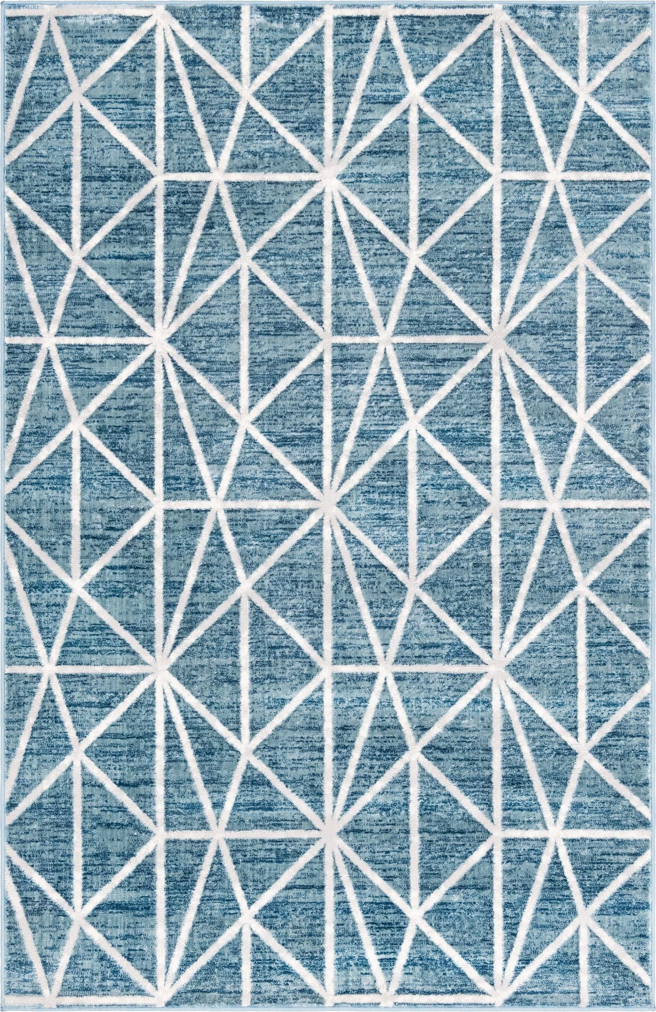 5' x 8' Gilman · Geometric rug, blue and ivory