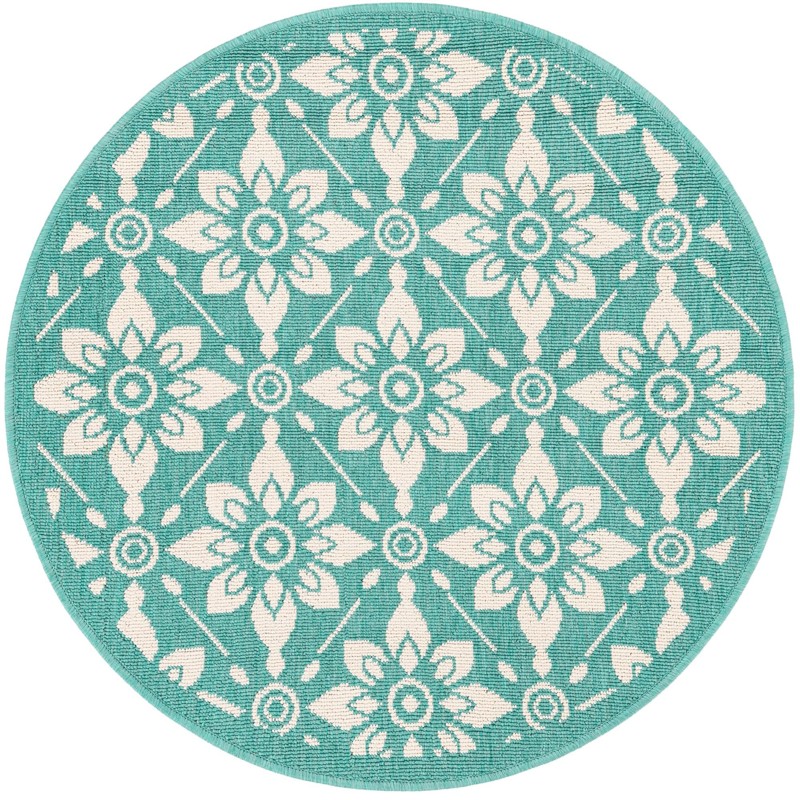 Selwyn · Floral / botanical Outdoor Rug, teal