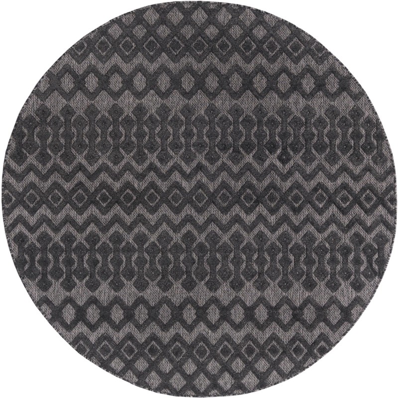 7' x 7' Creed · Geometric Outdoor Rug, charcoal gray and ash