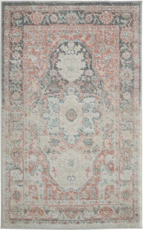 3' 3 x 5' 3 Pierce · Border rug, rose pink and gray