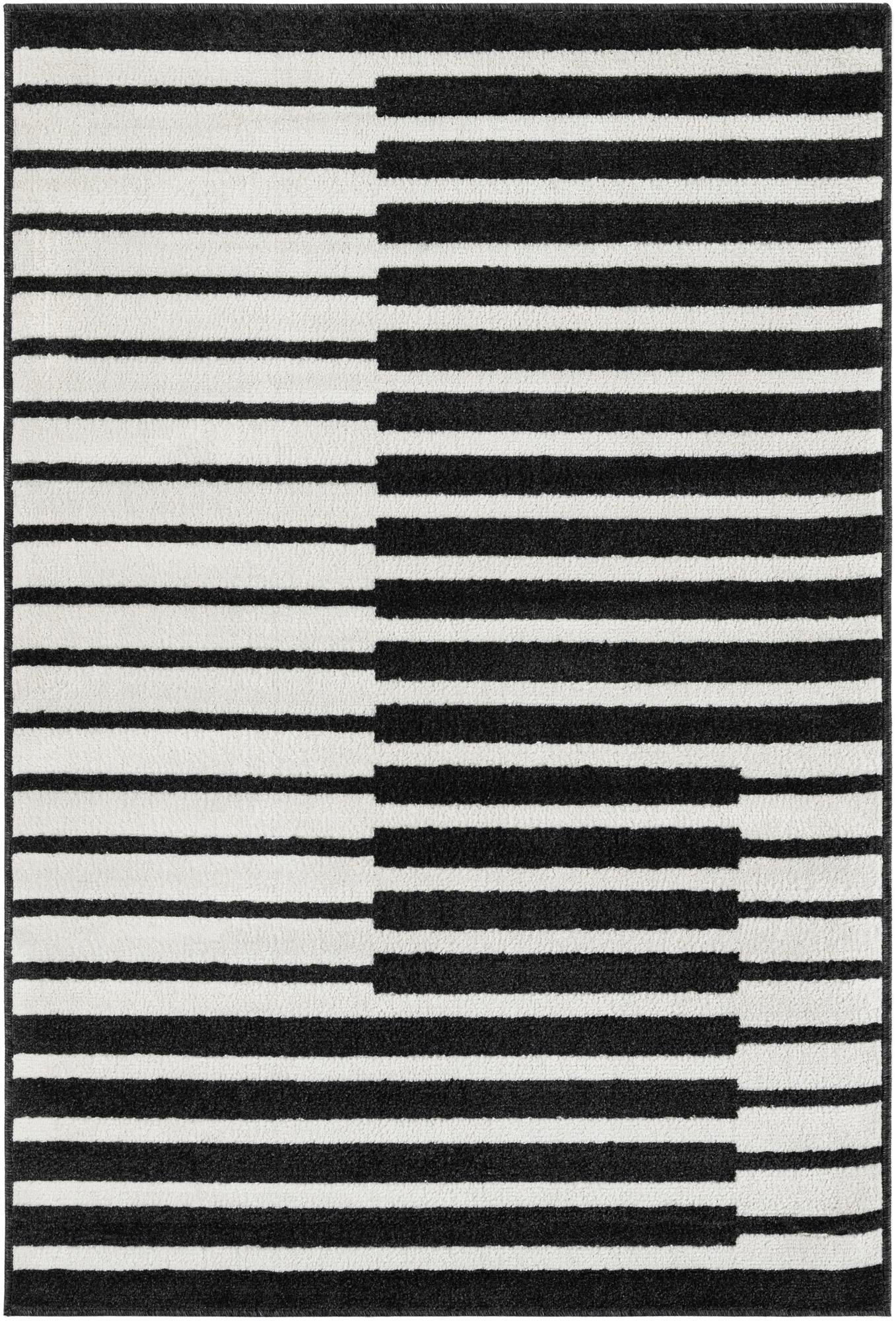 4' x 6' Crossing · Geometric rug, black