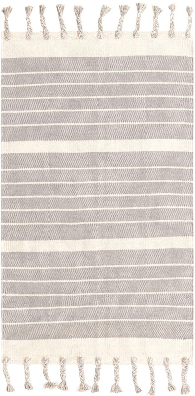 3' 3 x 5' 1 Ottley · Striped Chindi Rug, gray and cream