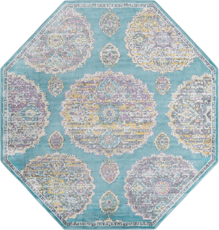 8' 2 x 8' 2 Mather · Medallion rug, blue