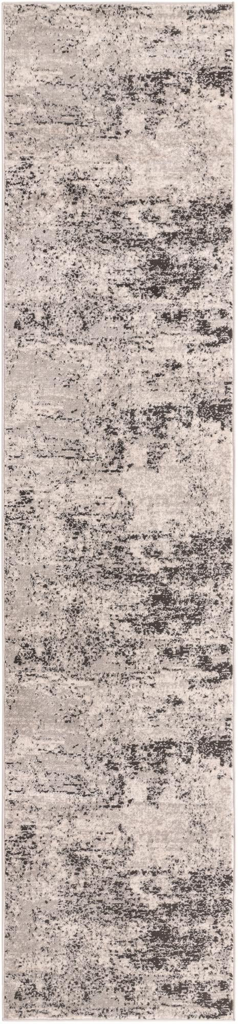 2' 7 x 12' Dalrymple · Abstract rug, gray and ivory