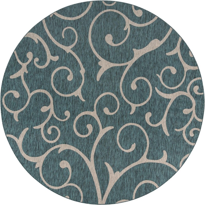 10' 8 x 10' 8 Shale · Floral / botanical Outdoor Rug, teal