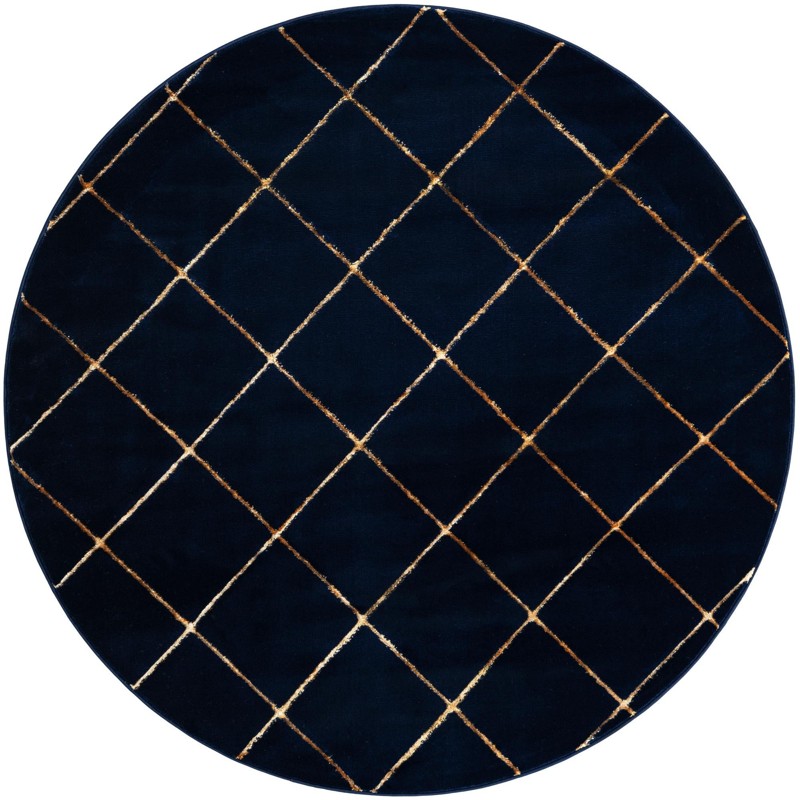 Gilchrist · Diamond rug, navy blue and gold