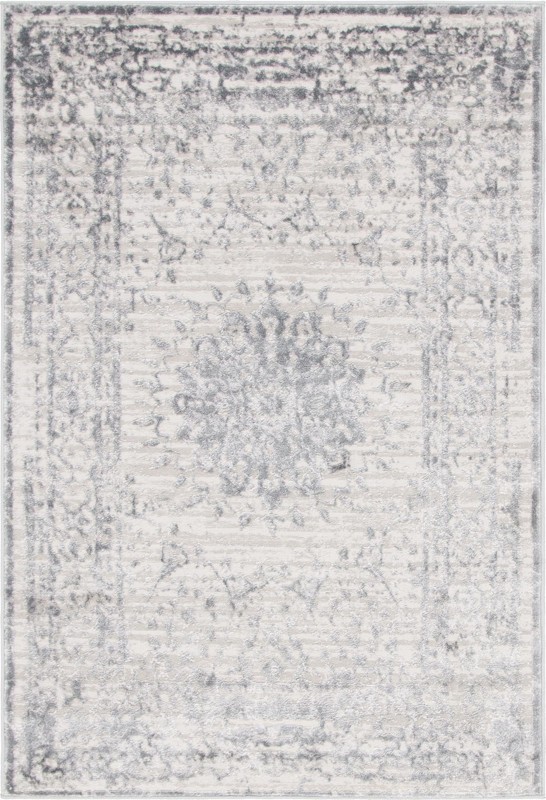 Stanhope · Distressed medallion rug, gray and beige