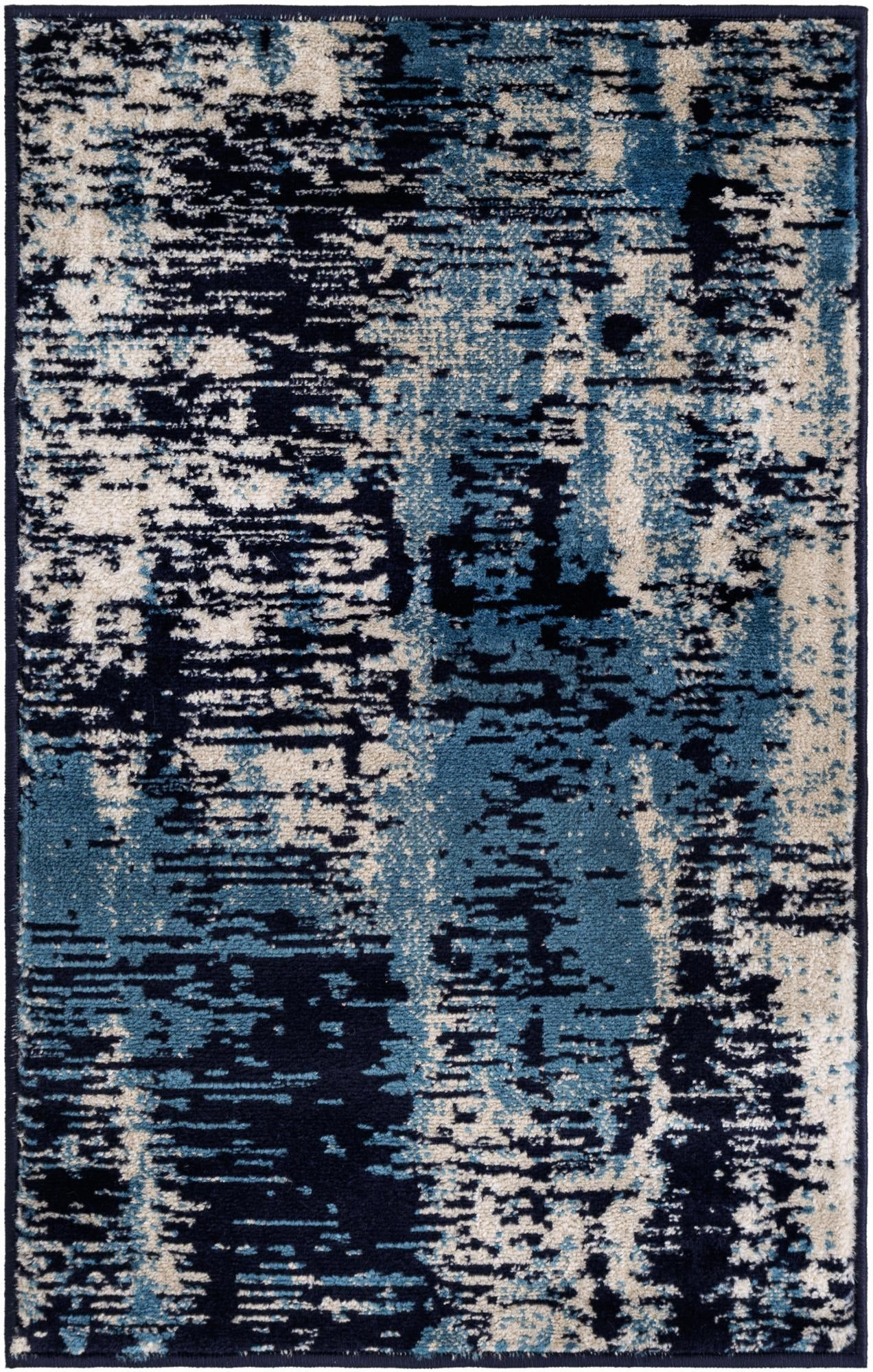 2' x 3' Boland · Abstract rug, navy and ivory