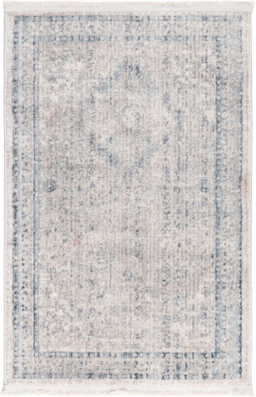 2' 2 x 3' Harbin · Distressed medallion rug, blue and gray