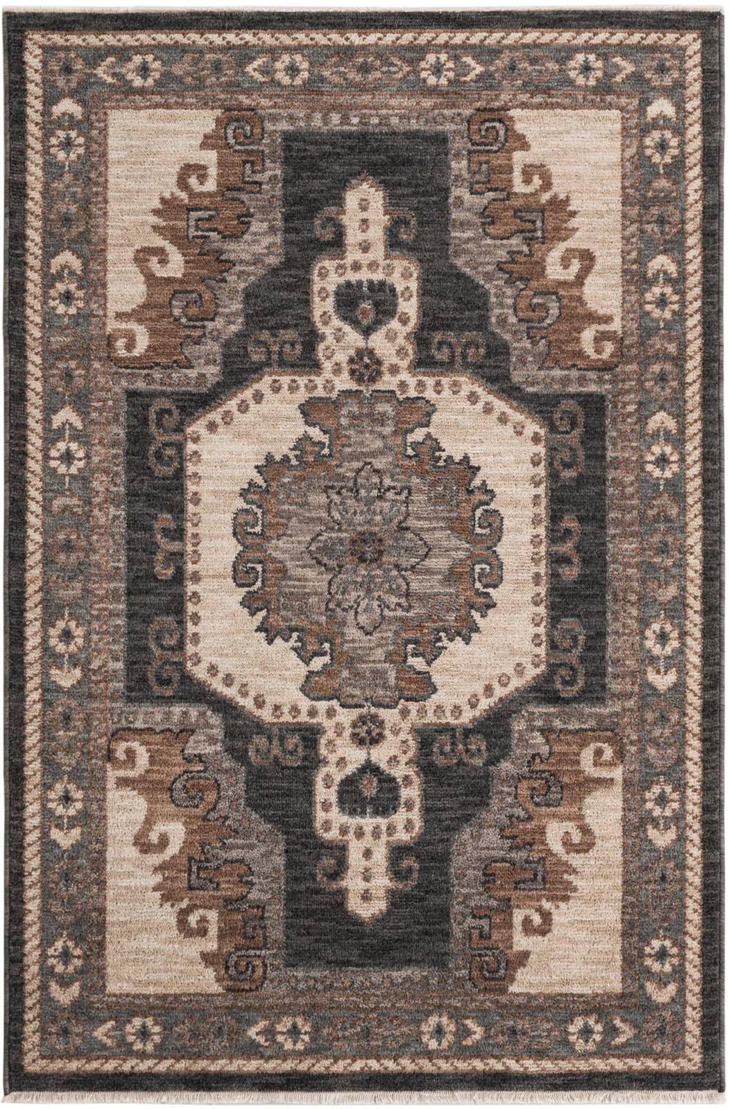 4' x 6' 3 Haskell · Medallion rug, blue and beige