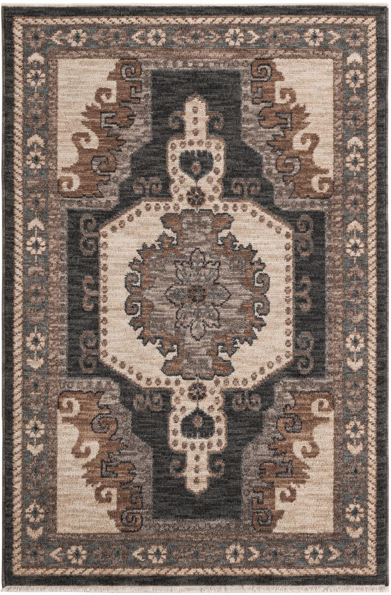 4' x 6' 3 Haskell · Medallion rug, blue and beige