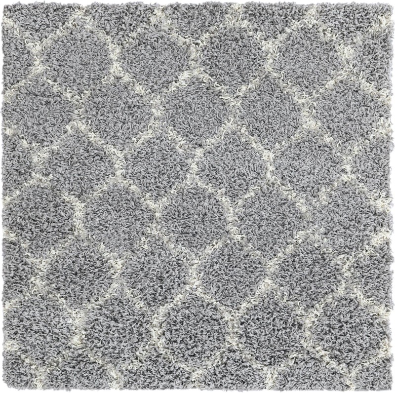 3' 3 x 3' 3 Barnett · Lattice Shag Rug, gray and ivory