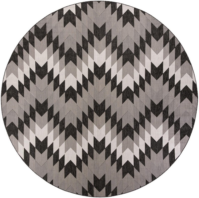 12' x 12' Morrell · Chevron Outdoor Rug, black and white