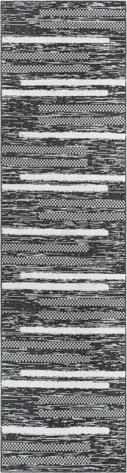 2' 7 x 10' Hornsby · Striped rug, black, gray, ivory
