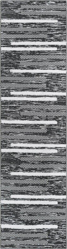 Hornsby · Striped rug, black, gray, ivory