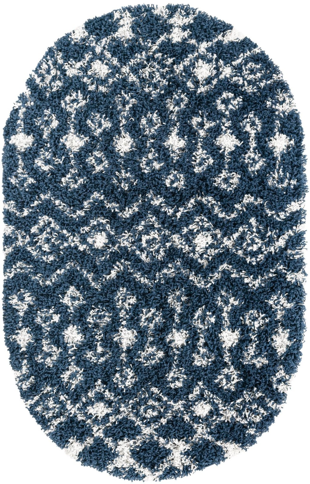 3' x 5' 3 Bayley · Geometric trellis Shag Rug, navy and ivory