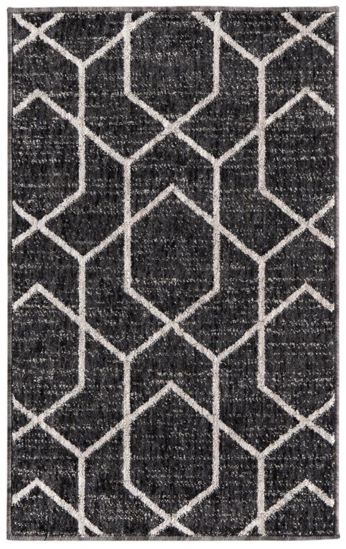 Glenwood · Geometric trellis rug, charcoal and ivory