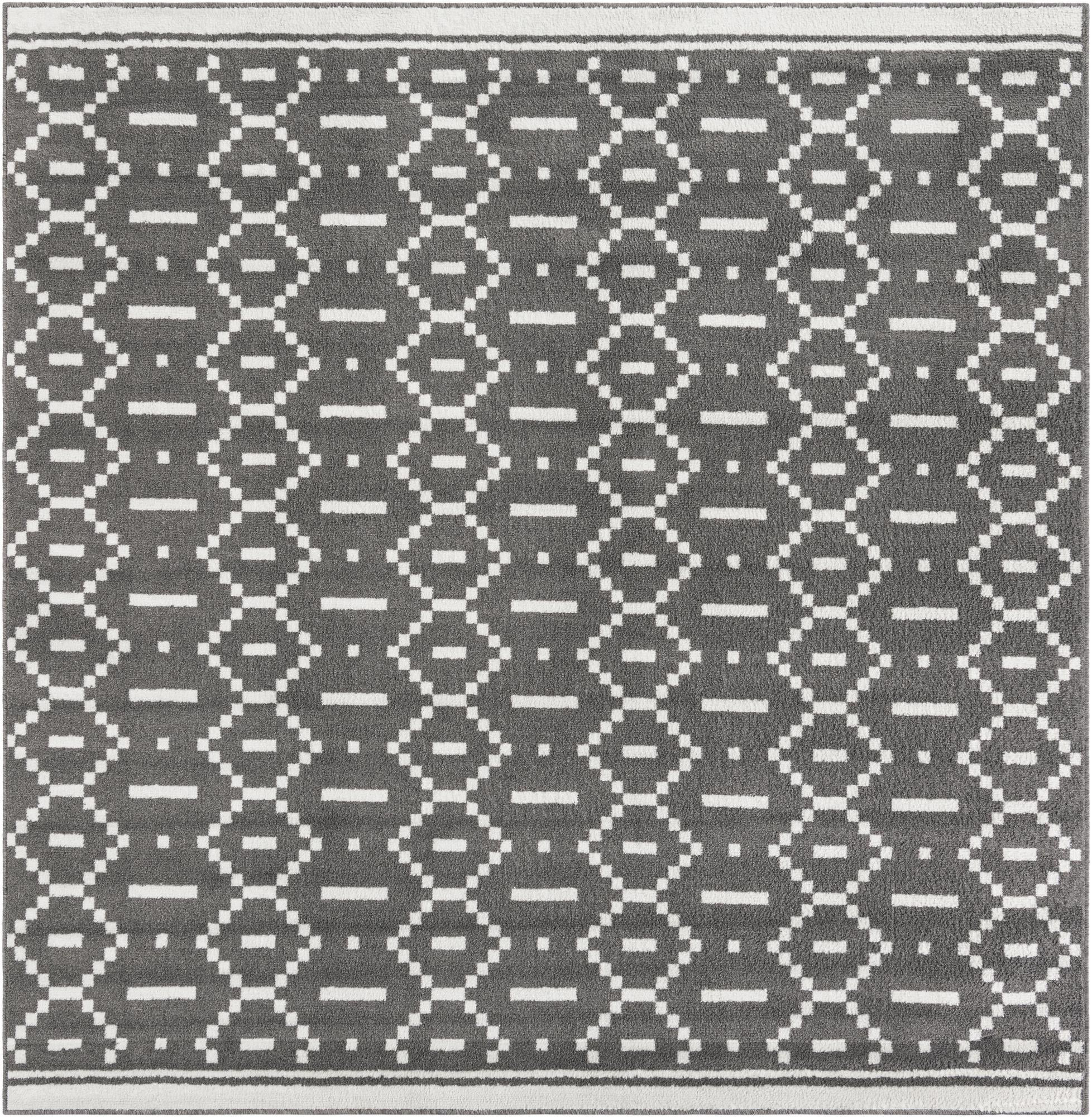 7' 10 x 7' 10 Rankin · Geometric rug, gray and ivory