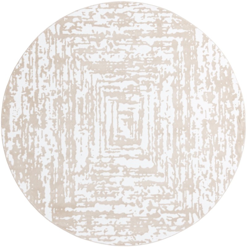 7' 10 x 7' 10 Wrenfield · Abstract bordered rug, bone and beige