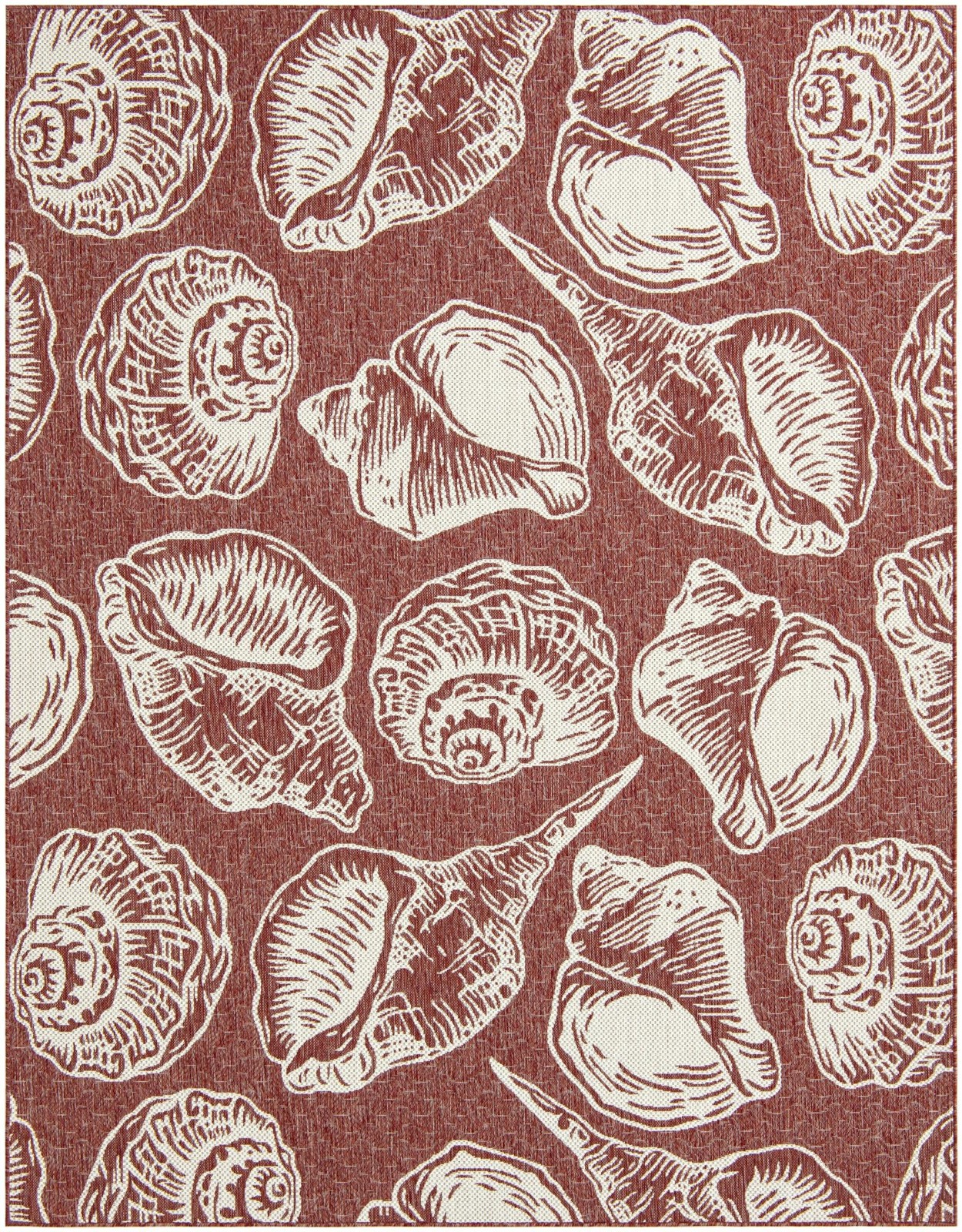7' 10 x 10' Arcata · Pictoral Outdoor Rug, rust red and ivory