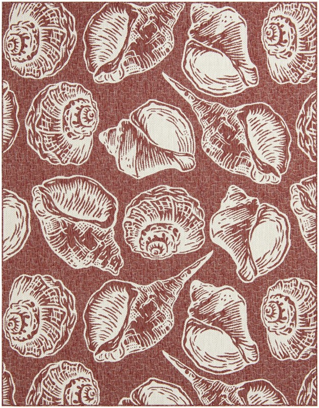 Arcata · Pictoral Outdoor Rug, rust red and ivory