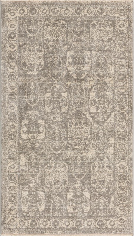 3' x 5' 3 Pullman · Border rug, gray