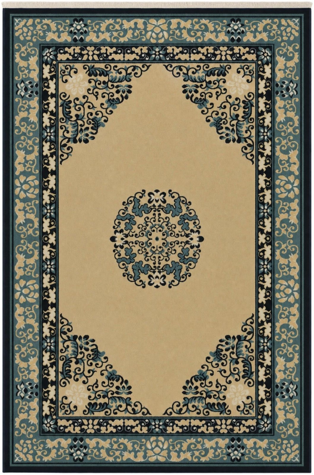 4' x 6' Seldon · Border rug, cream