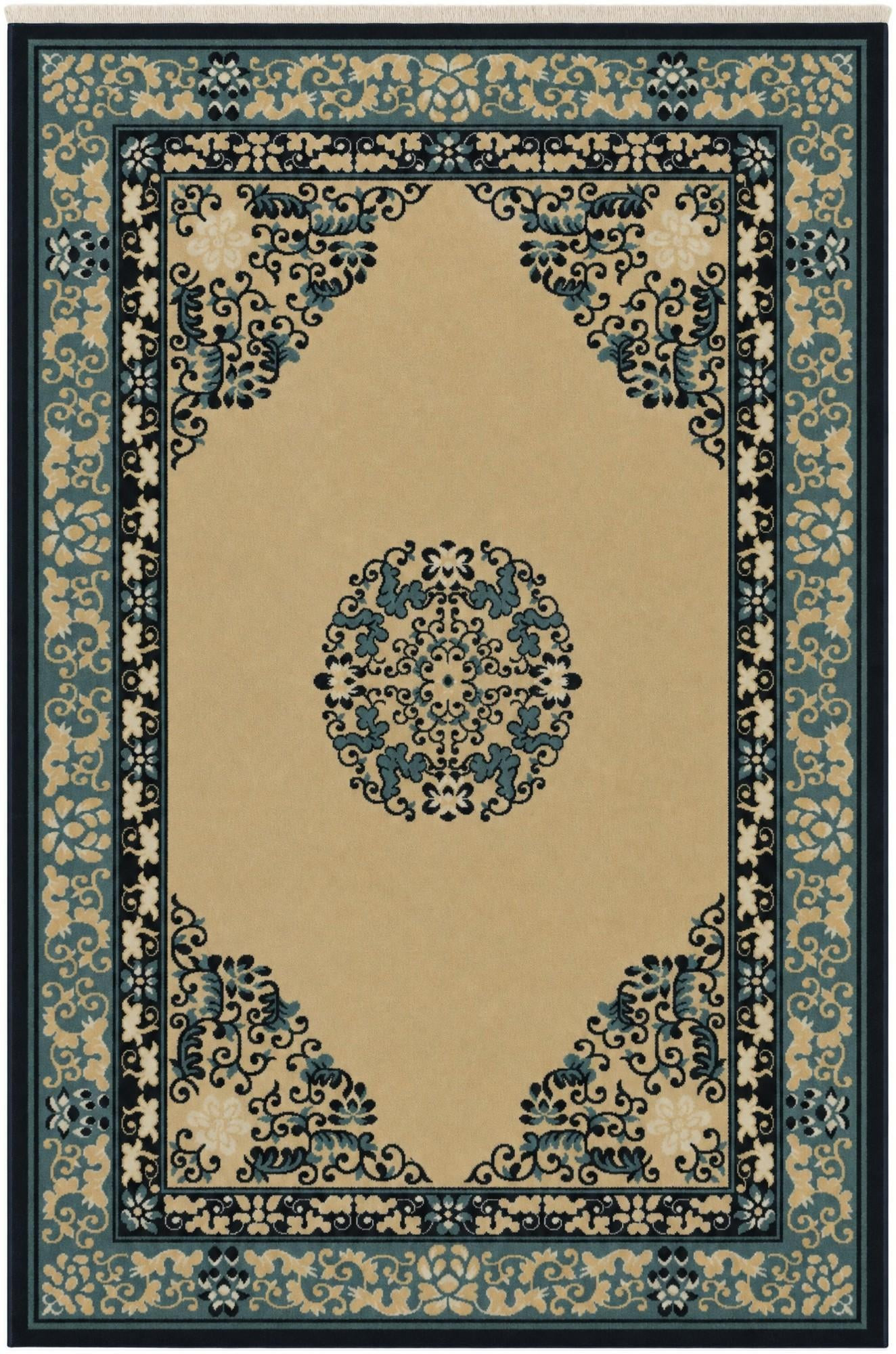4' x 6' Seldon · Border rug, cream