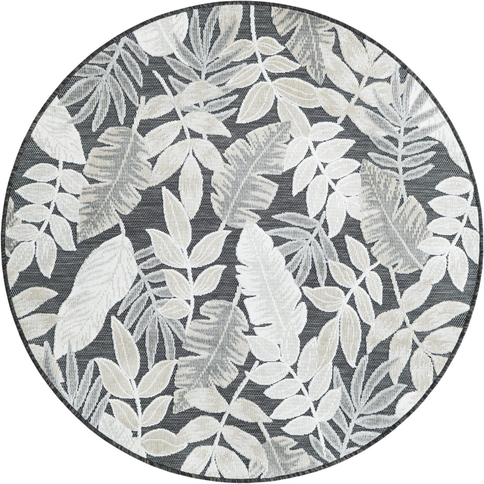4' 5 x 4' 5 Quimby · Floral / botanical Outdoor Rug, black