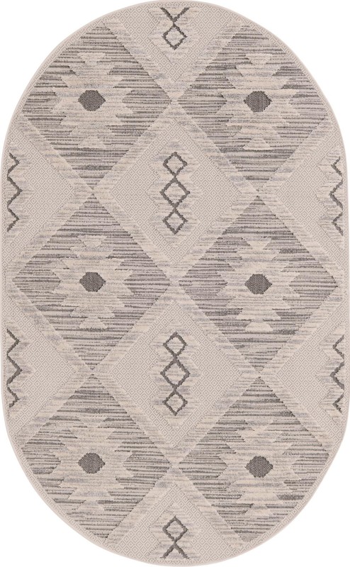 5' 3 x 8' Fletcher · Geometric diamond rug, beige and gray