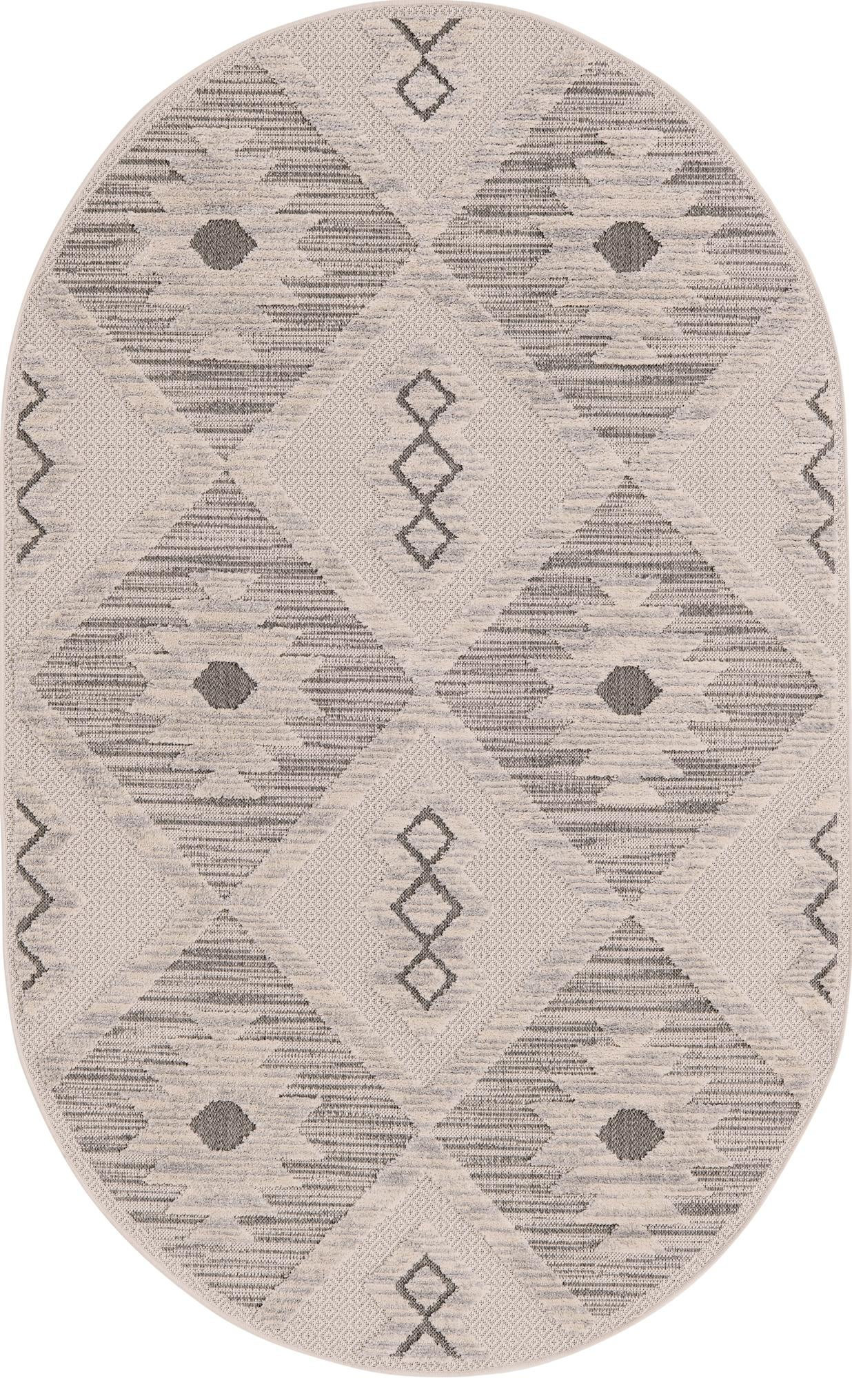 5' 3 x 8' Fletcher · Geometric diamond rug, beige and gray