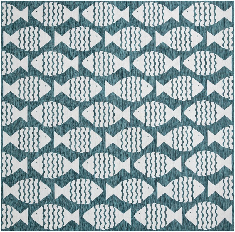 13' x 13' Beresford · Pictoral Outdoor Rug, turquoise