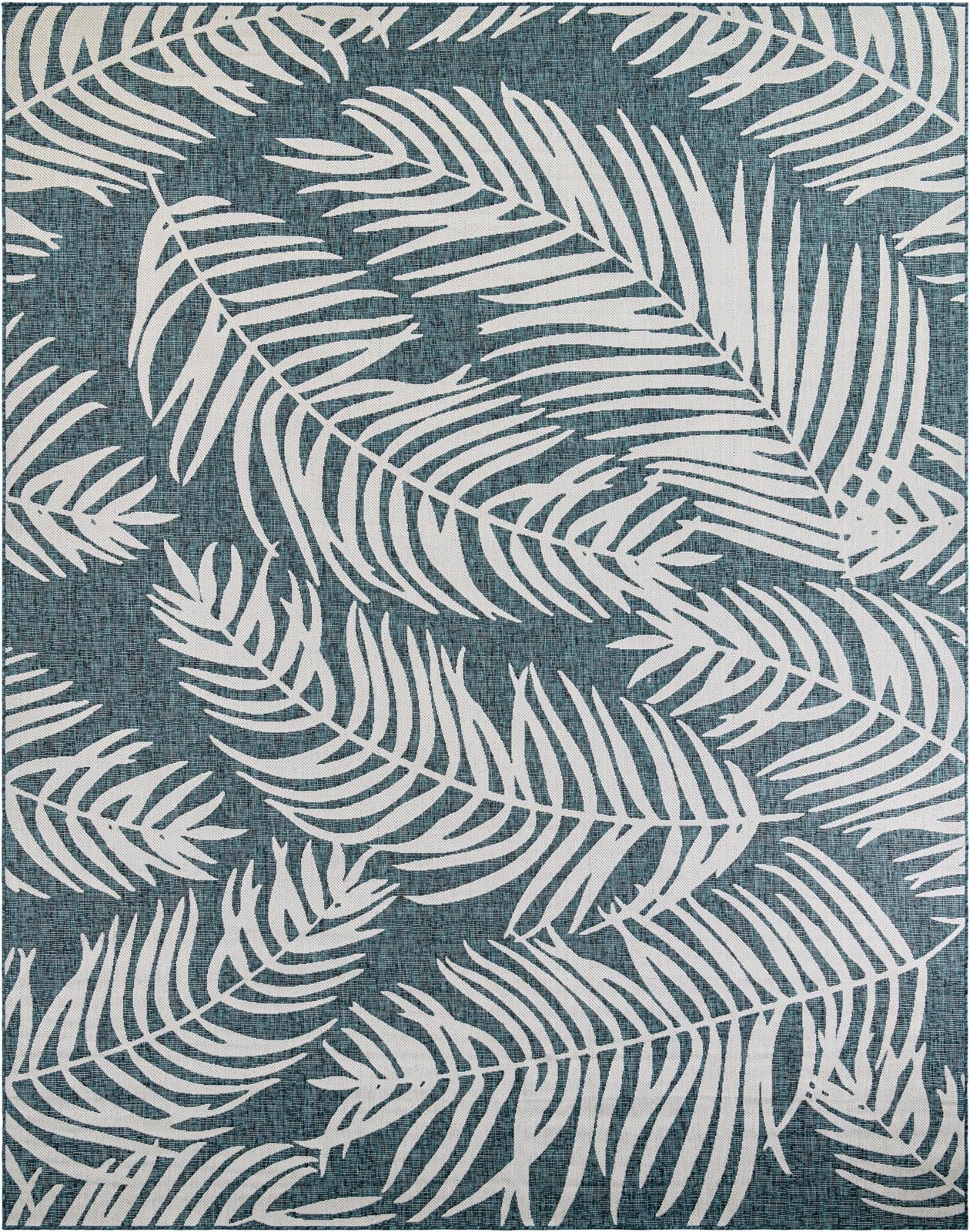 10' x 13' Moody · Floral / botanical Outdoor Rug, teal