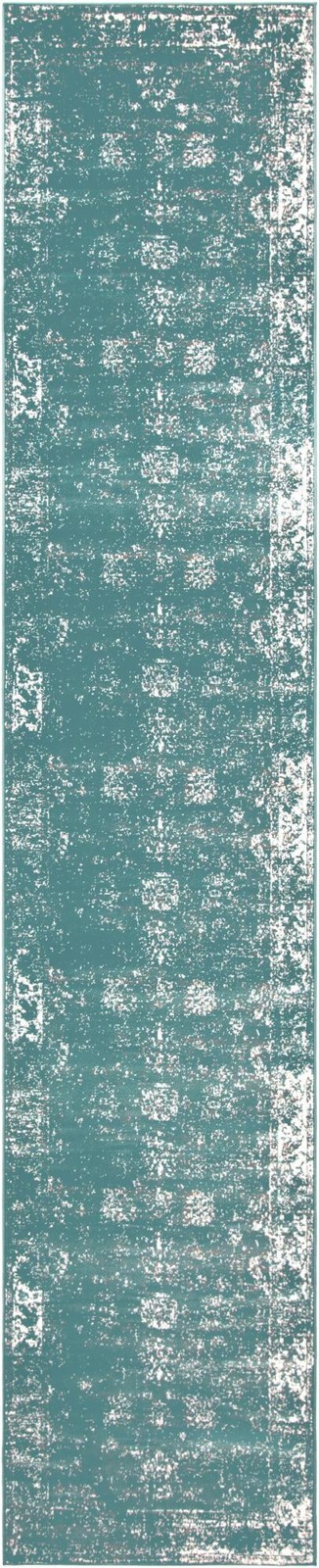 3' 3 x 16' 5 Blakemore · Distressed medallion rug, turquoise and ivory