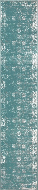 3' 3 x 16' 5 Blakemore · Distressed medallion rug, turquoise and ivory