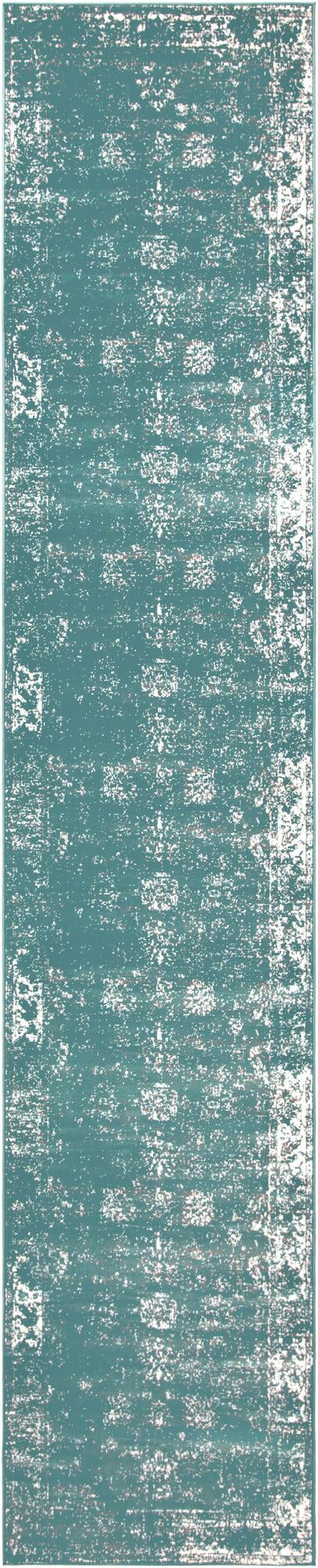 3' 3 x 16' 5 Blakemore · Distressed medallion rug, turquoise and ivory