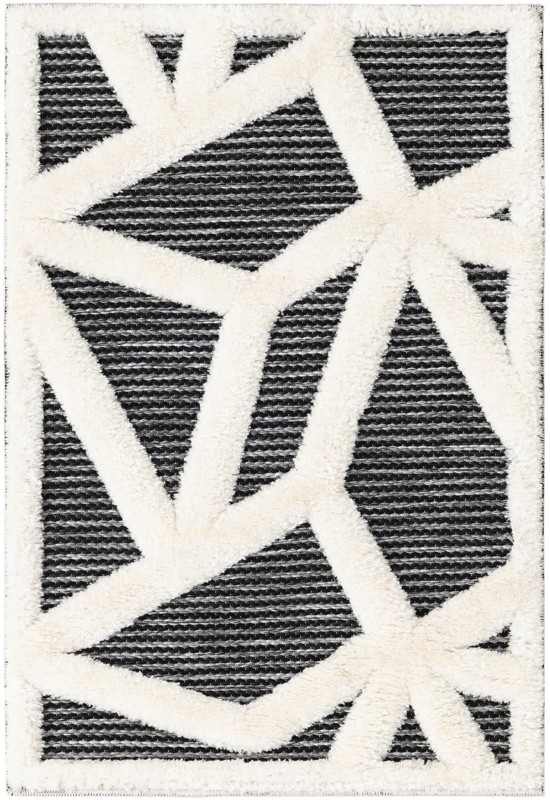 2' x 3' Sutter · Geometric line rug, gray and ivory