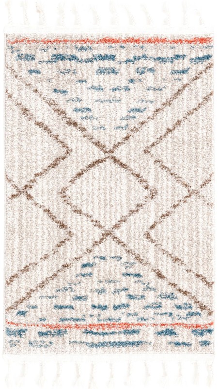 Eddings · Diamond lattice rug, ivory and brown