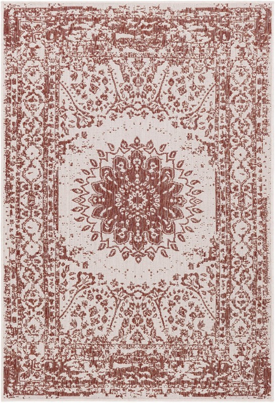 4' x 6' Royce · Border Outdoor Rug, rust red