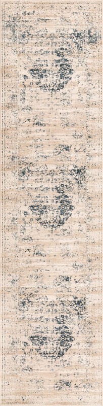 Sherborne · Distressed medallion rug, blue and beige