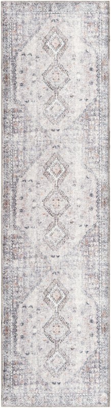 2' 7 x 10' Hodges · Diamond medallion rug, ivory and gray