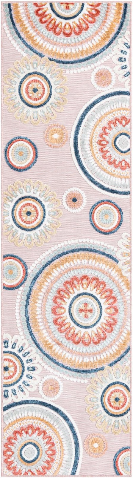 2' 2 x 8' Whitefish · Medallion Outdoor Rug, pink
